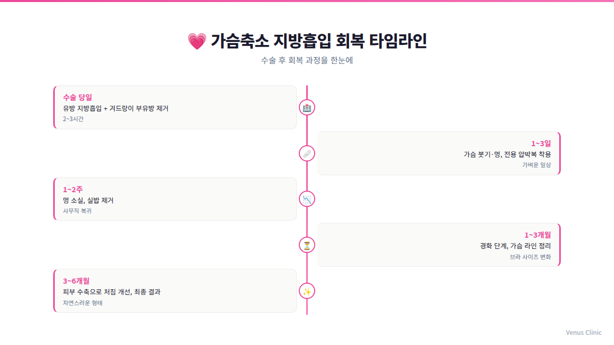가슴축소 지방흡입 수술 후 회복 단계 타임라인