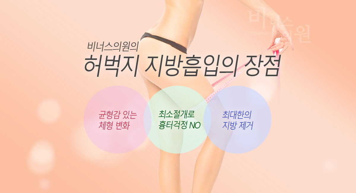 비너스의원 허벅지 지방흡입 특징 — 균형감 있는 체형 변화, 최소 절개로 흉터 걱정 없음, 최대한의 지방 제거