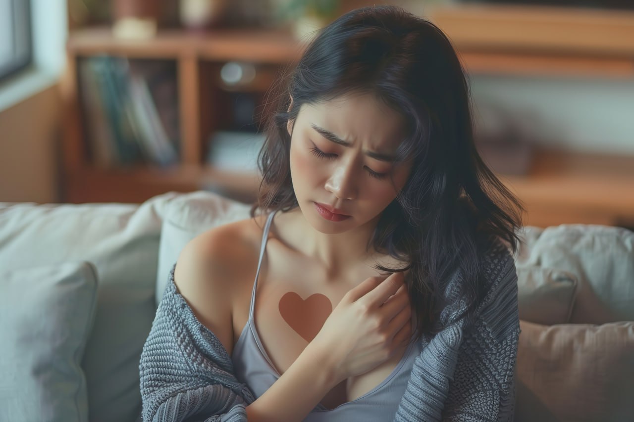 가슴축소 고민 여성 — 비너스의원