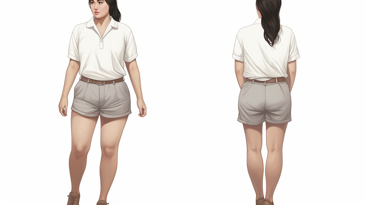 허벅지 지방흡입 결과 비교 — 정면·후면 실루엣