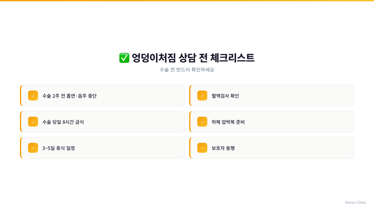 엉덩이처짐 상담 전 체크리스트 인포그래픽