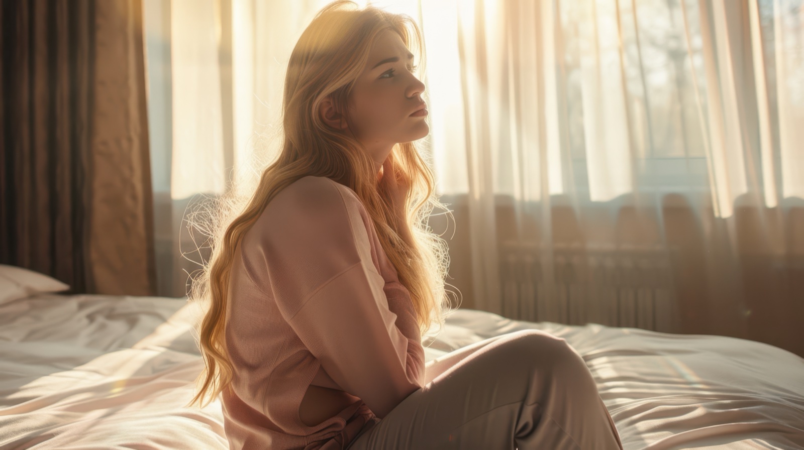 아침 햇살 속에서 일상으로 편안하게 복귀하는 여성
