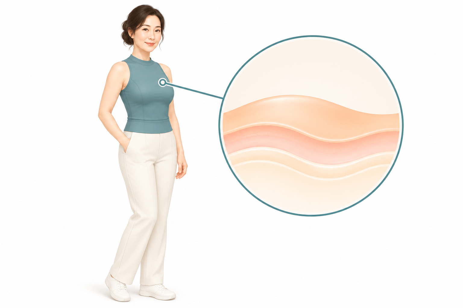 피부를 부드럽게 표현한 설명용 AI 삽화