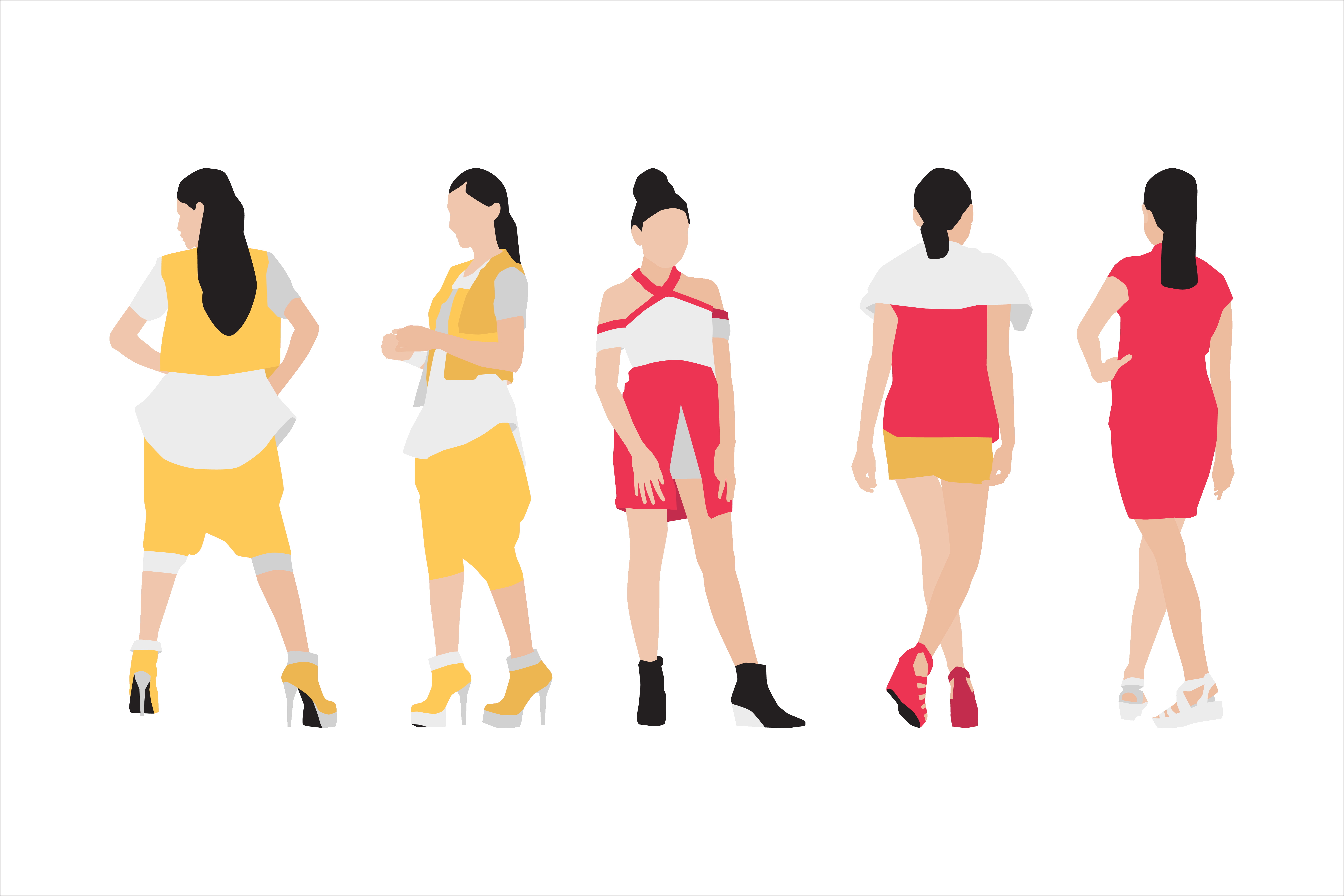 회복 후 다양한 스타일을 시도하는 여성들의 일러스트