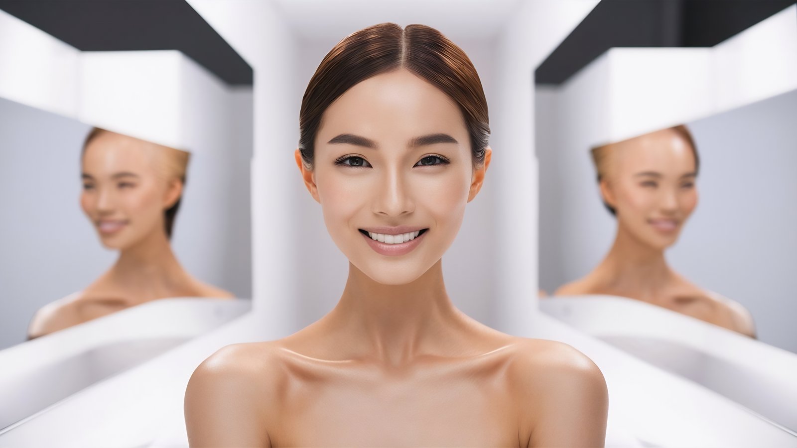 턱과 목선이 정리된 여성의 얼굴 라인